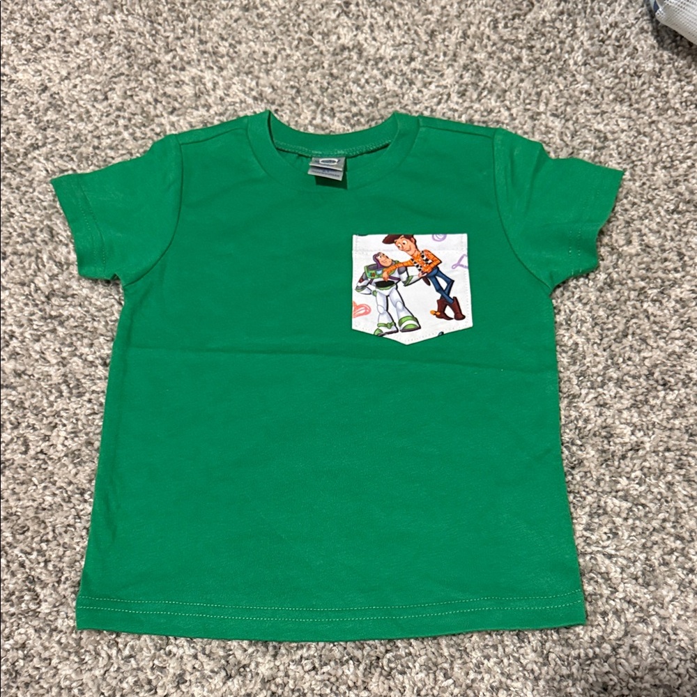Green Kids T-Shirt with Toy Story Pocket Graphic